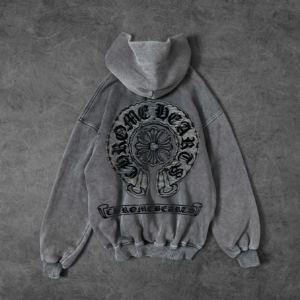 " Vintage Creed " Acid-Washed Oversized Hoodie - Light Grey